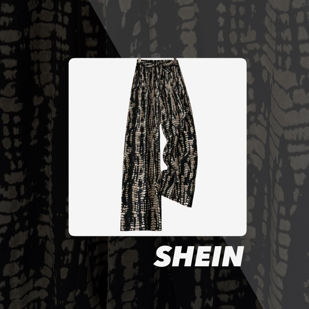 EUC SHEIN Petite Abstract Print Wide Leg Pants